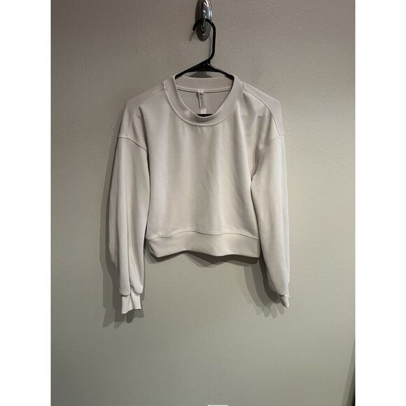 Lululemon Perfectly Oversized Cropped Crew Sweatshirt Womens 0 Soft Tree Beige - Picture 1 of 7